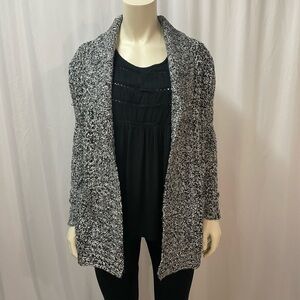 Knit Cardigan In Marled Grey, Size Small